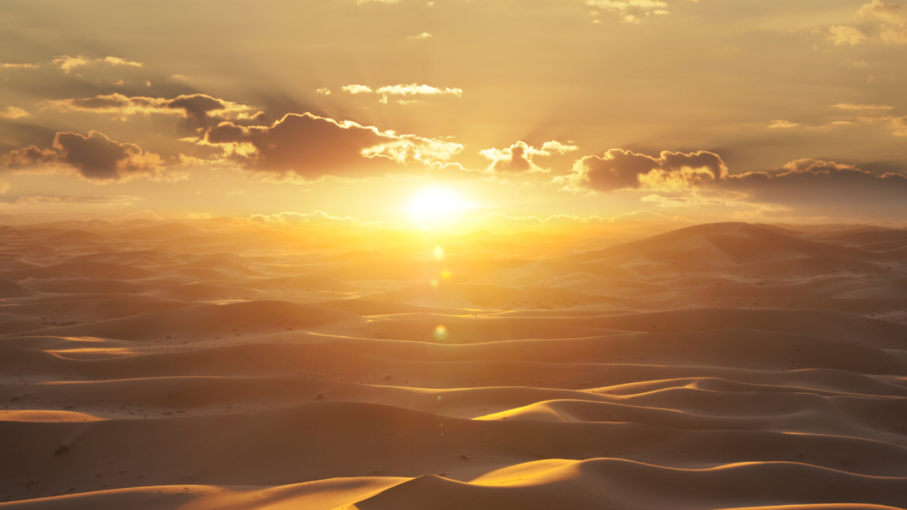 Sunset in morocco desert